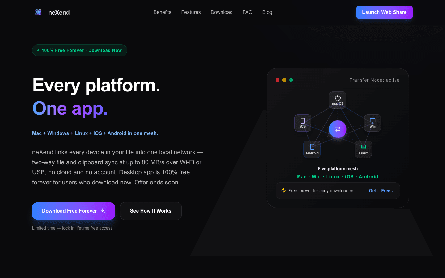 neXend landing page